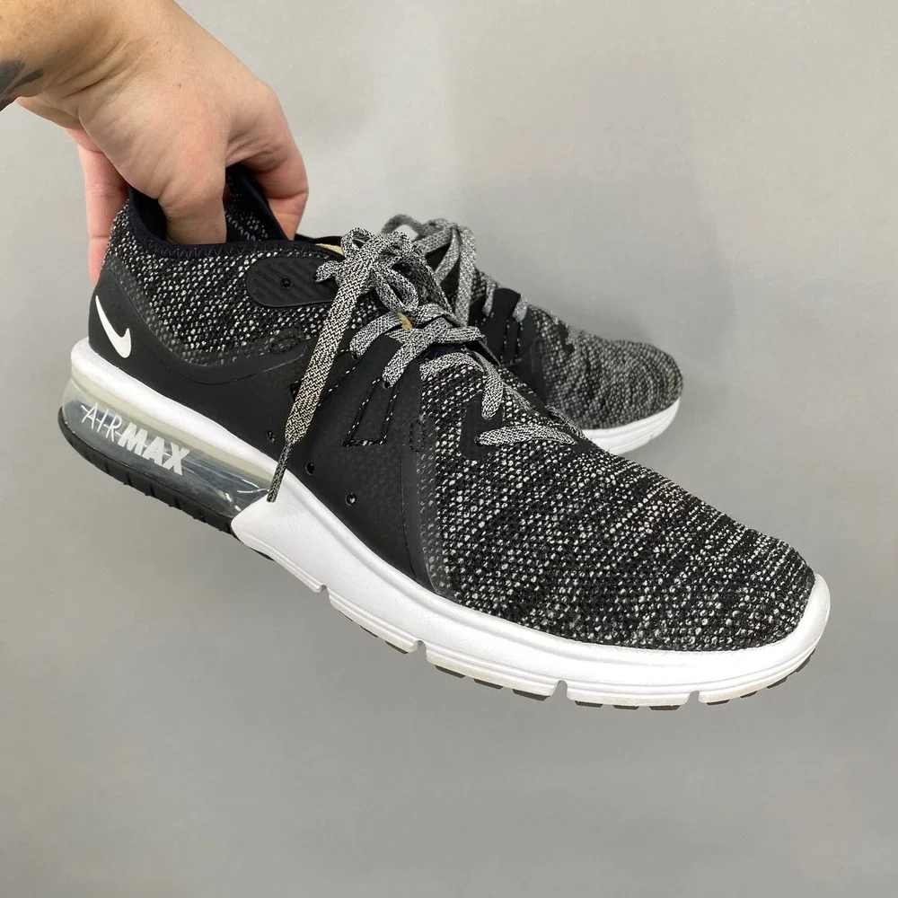 Nike Air Max Sequent 3 'Black' 908993-011 Women Shoes Sz 11 Black Knit Athletic